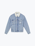 Calvin Klein SHERPA DENIM JACKET - 90's Iconic Light Blue