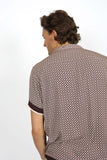 JAMES HARPER JHS576 Cuban Collar Border Shirt - Merlot