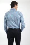 HARDY AMIES HA430SF CHECK SHIRT - Aqua