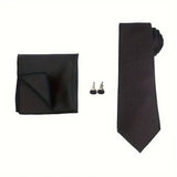 E-MALE Three Piece Tie, Hank + Cufflink Set