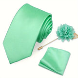 E-MALE Three Piece Tie, Hank + Flower Set