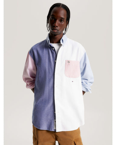 TOMMY HILFIGER PREM OX BLCK SHRT CLOUDY BLUE/PINK