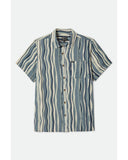 BRIXTON CRU Oxford Stripe S/S Shirt - Basalt Blue/Painterly Stripe