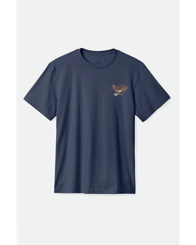 BRIXTON KELLER S/S Tee - Washed Navy Worn Wash