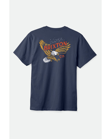 BRIXTON KELLER S/S Tee - Washed Navy Worn Wash