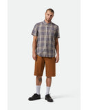 BRIXTON CHARTER LINEN BLEND S/S SHIRT 01441 - Char/Beige Plaid