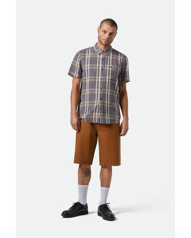 BRIXTON CHARTER LINEN BLEND S/S SHIRT 01441 - Char/Beige Plaid