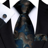 E-MALE Three Piece Tie, Hank + Cufflink Set