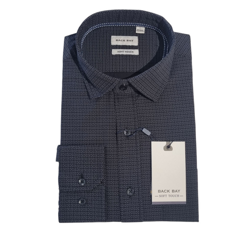 BACK BAY G380205 Bamboo Print L/S Shirt - Black