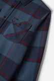 BRIXTON BOWERY L/S FLANNEL - Bering Sea/Mood Indigo/Adrenaline Rush