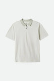BRIXTON SHIELD HERRINGBONE S/S POLO - Mineral Grey/Off White