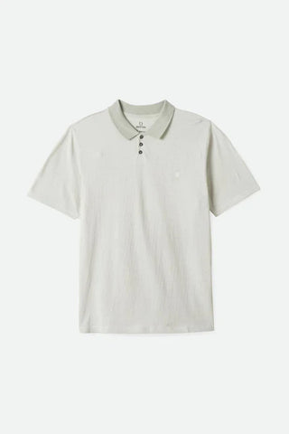 BRIXTON SHIELD HERRINGBONE S/S POLO - Mineral Grey/Off White