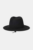 BRIXTON Wesley Weather Guard Packable Fedora - Black/Black