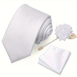 E-MALE Three Piece Tie, Hank + Flower Set