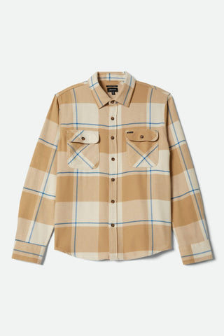 BRIXTON BOWERY L/S FLANNEL - Whitecap/Sand/Cyber Blue
