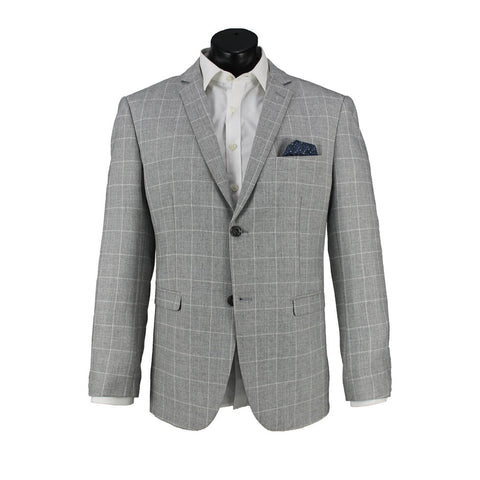 Scuzzatti 2932 Wool Blend Check 2 Piece Suit - Silver