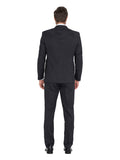 FERRARI FORMALWEAR BARNEY CHARCOAL SELF STRIPE LOUNGE HIRE SUIT