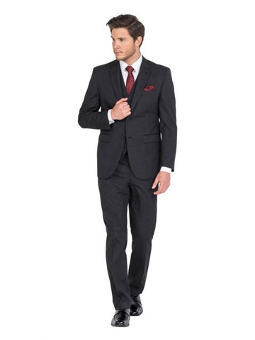 FERRARI FORMALWEAR BARNEY CHARCOAL SELF STRIPE LOUNGE HIRE SUIT