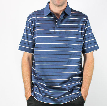 Bridgeport B2419 Double Mercerized Polo - Smoke Blue