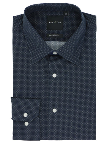 BOSTON Lennox W26BC713L Dotted Tile Printed Stretch Shirt - Navy