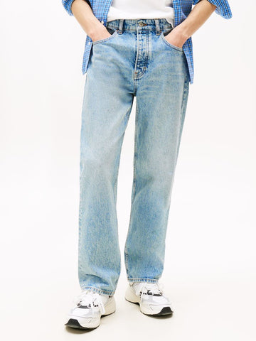 TOMMY JEANS DM0DM21226 Otis Signature Regular Straight Leg Jeans - Denim Mid Light Blue