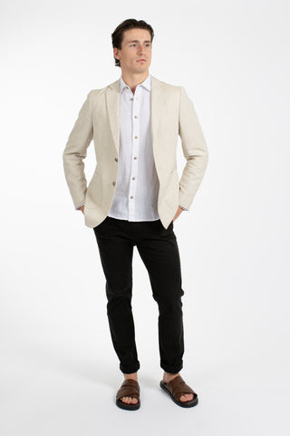 James Harper JHJ97 Linen Blazer - Natural