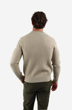 JAMES HARPER JHK68 Chunky Rib Knit Crew Jumper- Natural