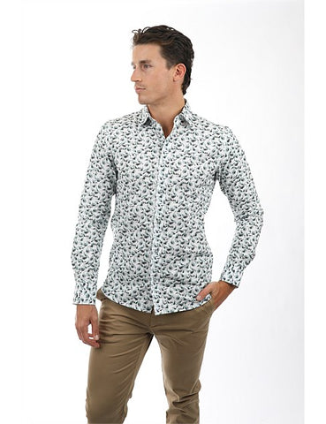 James Harper JHS539 Peached Cotton Poplin L/S Shirt - Mint Leaves