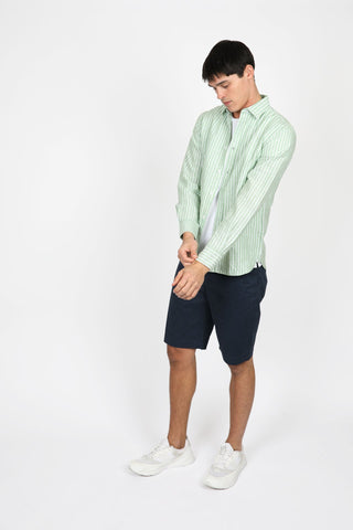 James Harper JHS559 Wide Stripe L/S Shirt - Forest