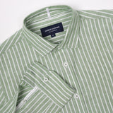 James Harper JHS559 Wide Stripe L/S Shirt - Forest