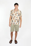 JAMES HARPER JHS567 Shapes Cuban Collar Shirt - Coffee