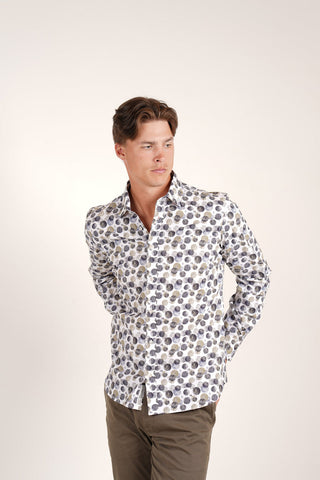 JAMES HARPER JHS643 Dobson L/S Print Shirt - Pesto