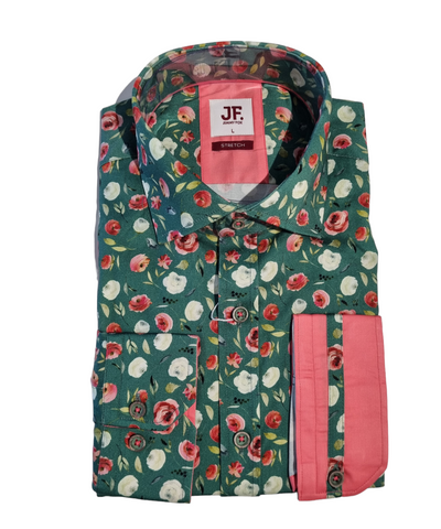 JIMMY FOX 2423 L/S Flower Print Shirt - Green