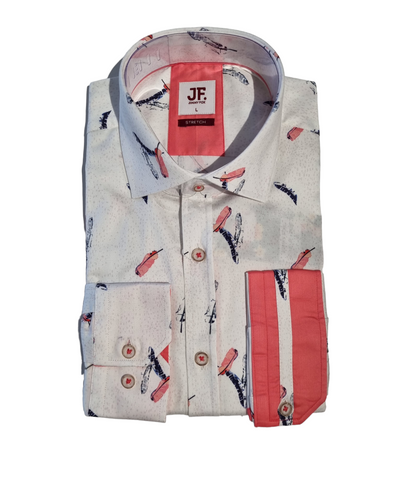 JIMMY FOX 2425 L/S Feather Print Shirt - Apricot