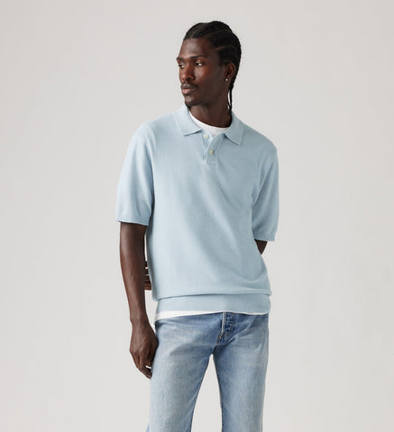 LEVI'S® A7294-0013 Sweater Knit Polo - Linen Seed Stitch Niagara Mist