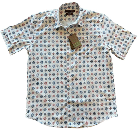 MENDORAL DESIGN 106 Bamboo Short Sleeve Print Shirt - Natural