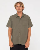 RUSTY Overtone Short Sleeve Linen Shirt - Shadow Army