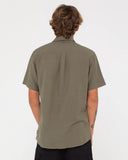 RUSTY Overtone Short Sleeve Linen Shirt - Shadow Army