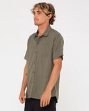 RUSTY Overtone Short Sleeve Linen Shirt - Shadow Army