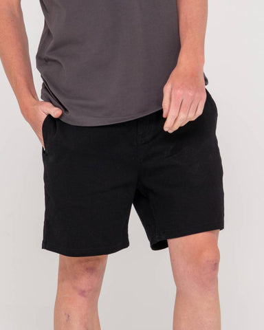 RUSTY Grilled Relaxed Chino Short - Black