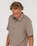 RUSTY Datsun Relaxed Fit Bamboo Check Shirt - Light Khaki