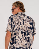 RUSTY Line Up Relaxed Fit Short Sleeve Shirt - Navy Blue