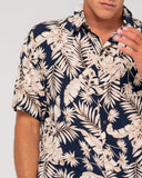 RUSTY Line Up Relaxed Fit Short Sleeve Shirt - Navy Blue