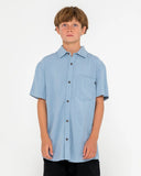 RUSTY Overtone Short Sleeve Shirt Boys - Smoke Blue