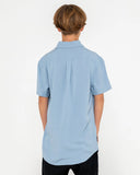 RUSTY Overtone Short Sleeve Shirt Boys - Smoke Blue