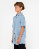 RUSTY Overtone Short Sleeve Shirt Boys - Smoke Blue