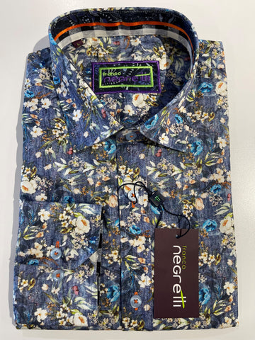 Negretti Jamie Long Sleeve Shirt - Indigo