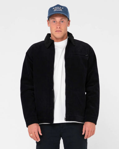 RUSTY Coup Cord Zip Up Jacket - Black