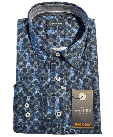 BACK BAY G960213 L/S SPANDEX SHIRT - Navy