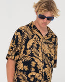 RUSTY Night Swim Short Sleeve Printed Shirt - Navy Blue